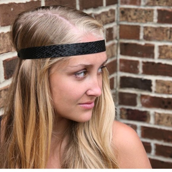 Hipsy Black Adjustable & No Slip Wide Geo Athletic Sports Hair Headband - Picture 1 of 6